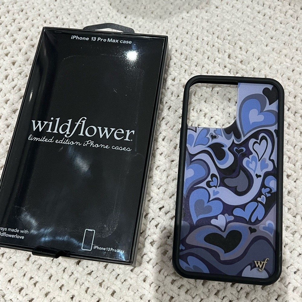 Wildflowers iPhone 13 Pro Max Case - Blue Heart Design